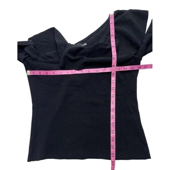 Do+Be Black Ruffle One Shoulder Knit Top sz Large - Picture 3 of 7